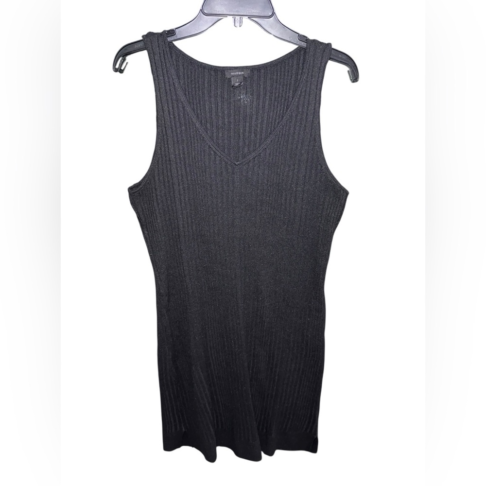 Halogen Black Ribbed Knit Dress Size Large